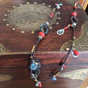 Silpada SS Shell Sponge Coral Wood Pearl Necklace